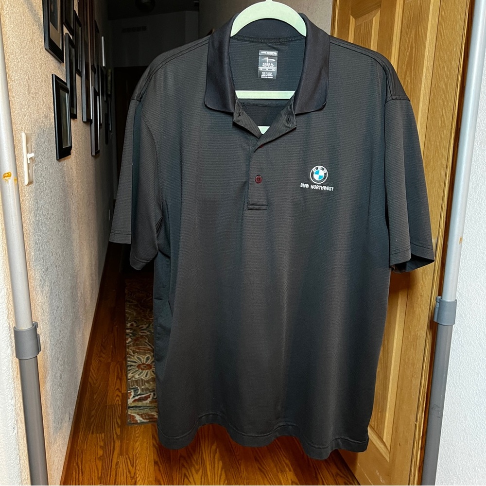 Page & Tuttle Cool Swing Ribbed Black Polo Golf BMW NW Embroidered Logo Size XL